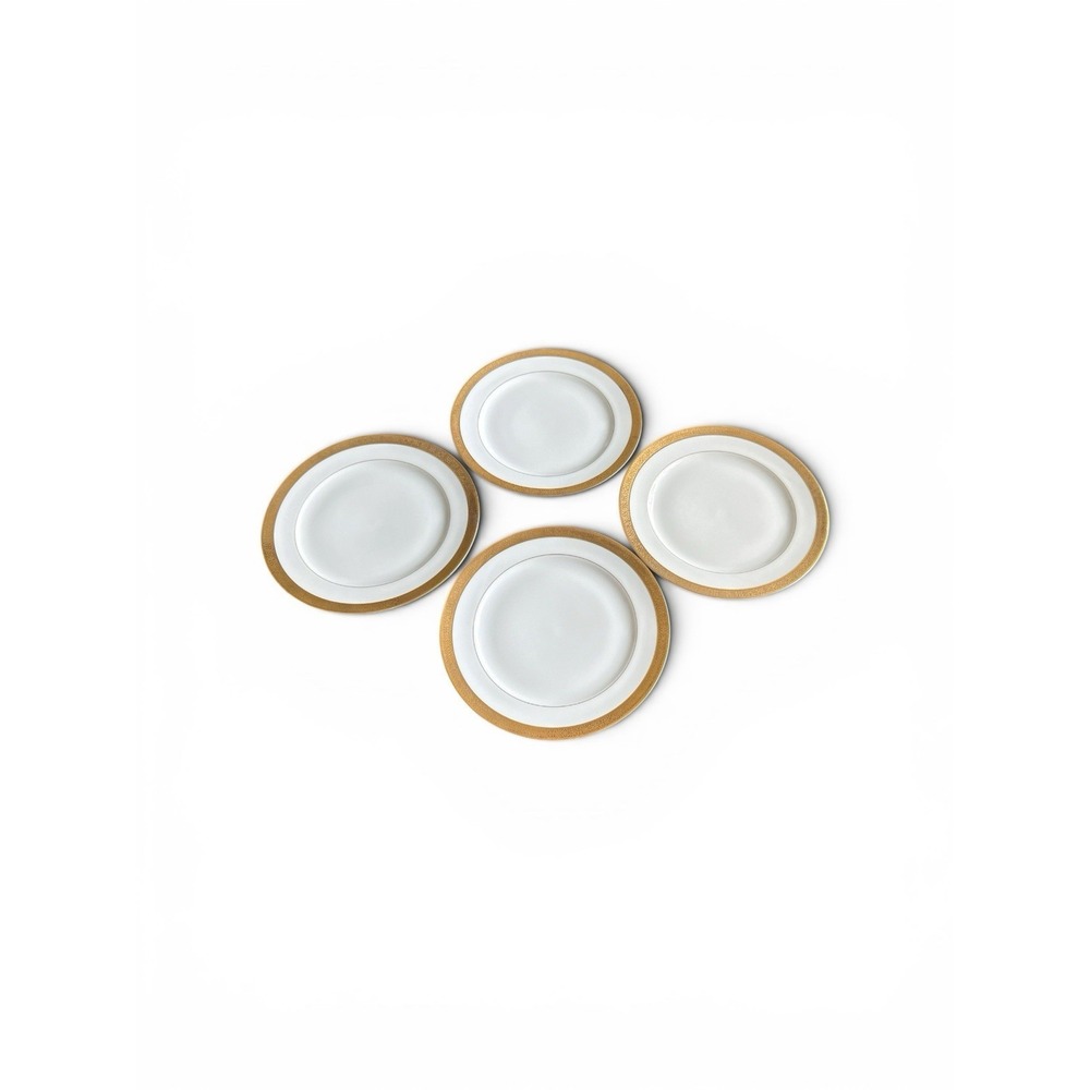 C. Ahrenfeldt Limoges Salad Plates 8.75" Gold  Antique French Porcelain Set Of 4